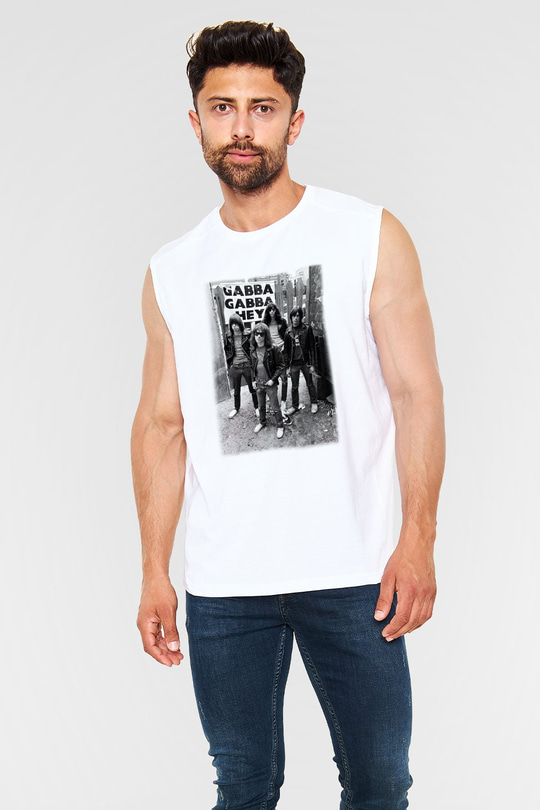 Ramones Beyaz Unisex Kolsuz Tişört