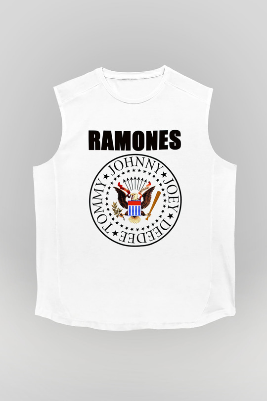 Ramones Beyaz Unisex Kolsuz Tişört
