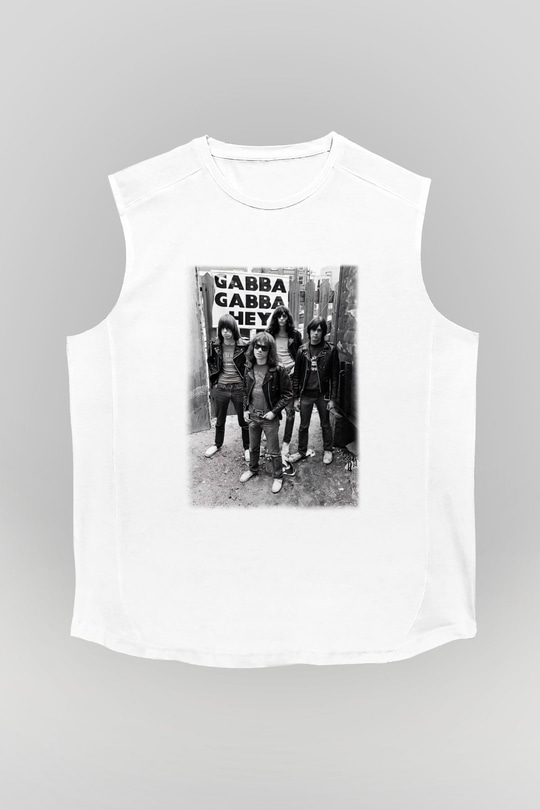 Ramones Beyaz Unisex Kolsuz Tişört