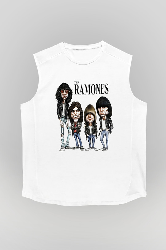 Ramones Beyaz Unisex Kolsuz Tişört