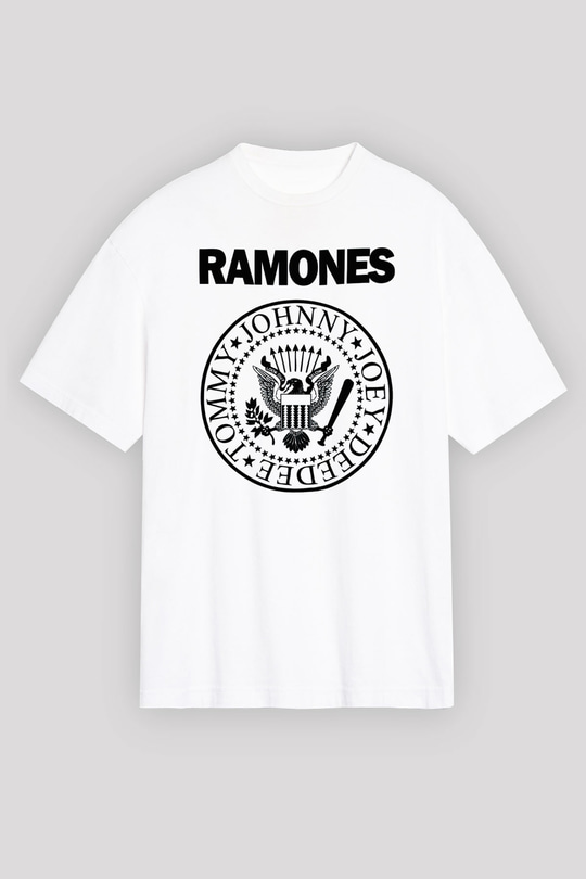 Ramones Beyaz Unisex Oversize Tişört T-Shirt