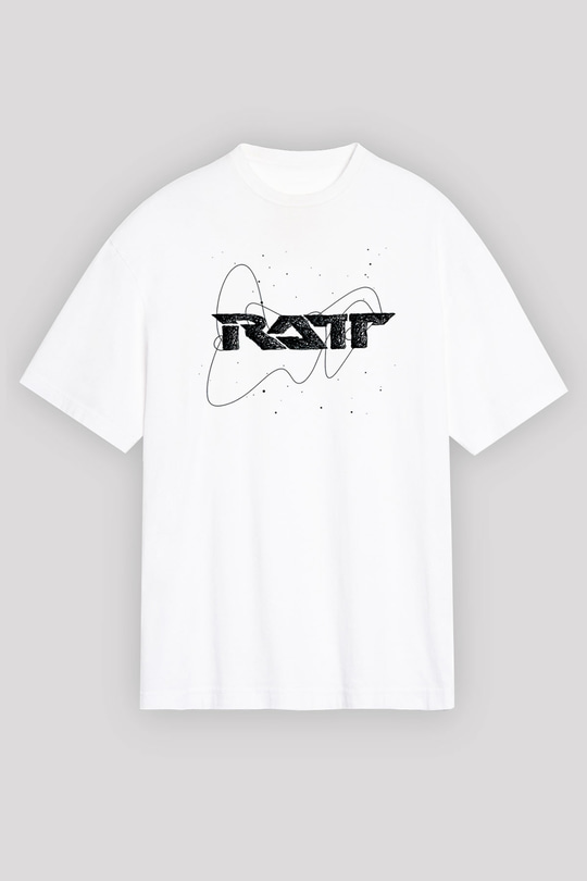 Ratt Baskılı Beyaz Unisex Oversize Tişört - Tshirt
