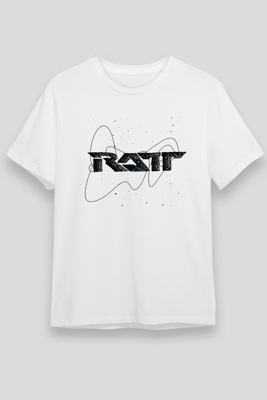 Ratt Baskılı Unisex Beyaz Tişört - Tshirt