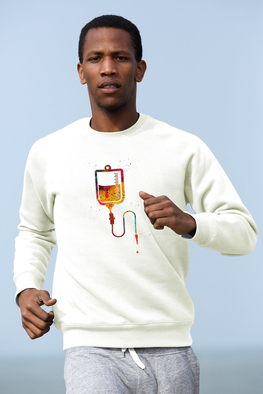 Renkli Serum Baskılı Unisex Ekru Sweatshirt