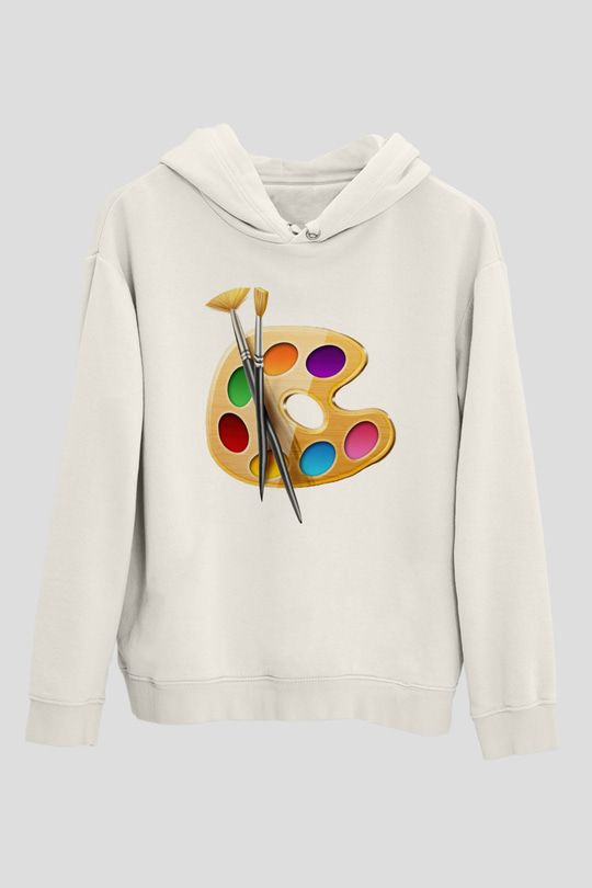Ressam Beyaz Unisex Hoodie
