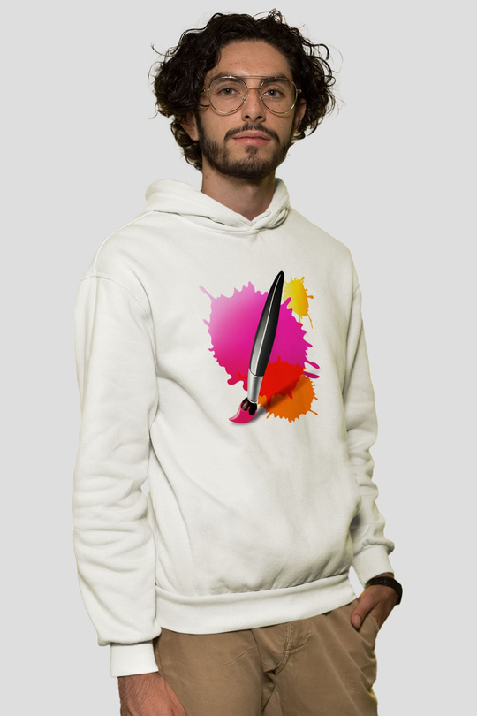 Ressam Beyaz Unisex Hoodie