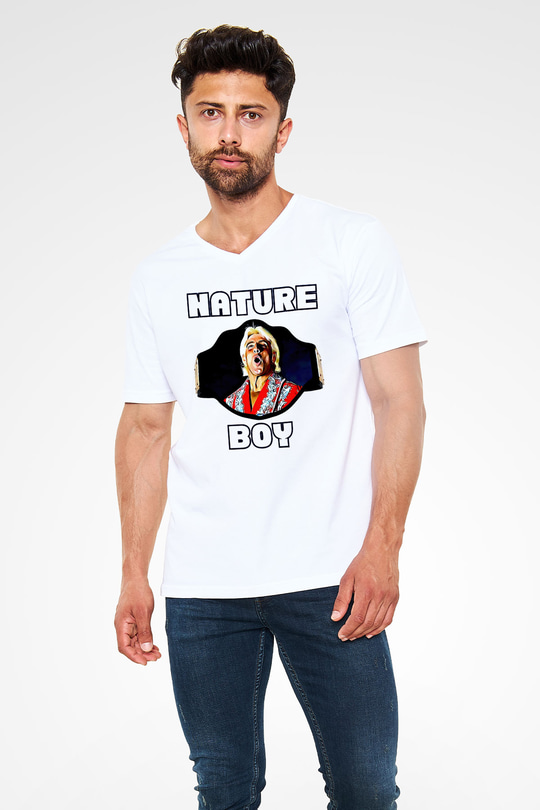 Ric Flair Beyaz Unisex  V Yaka Tişört