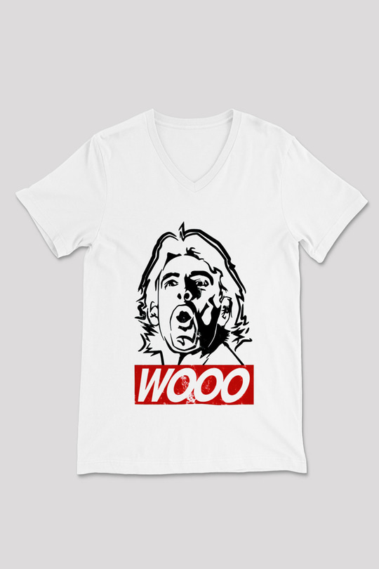 Ric Flair Beyaz Unisex  V Yaka Tişört