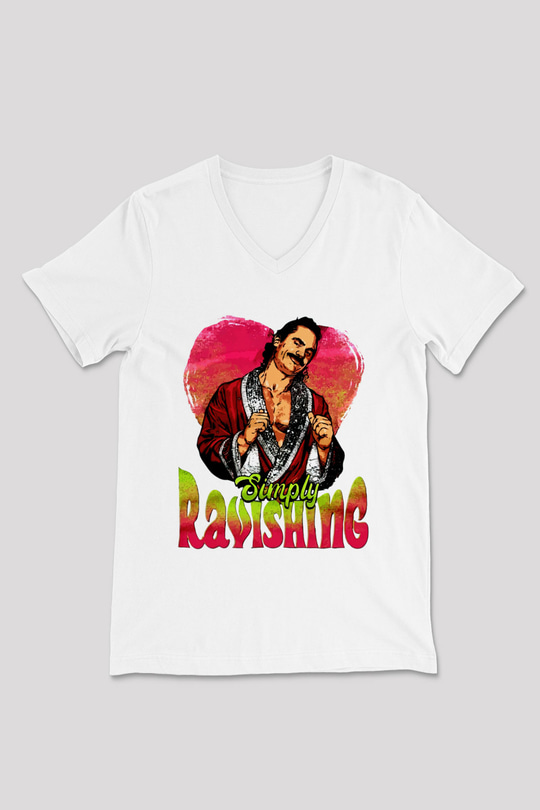 Rick Rude Beyaz Unisex  V Yaka Tişört