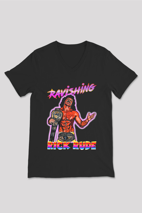 Rick Rude Siyah Unisex  V Yaka Tişört