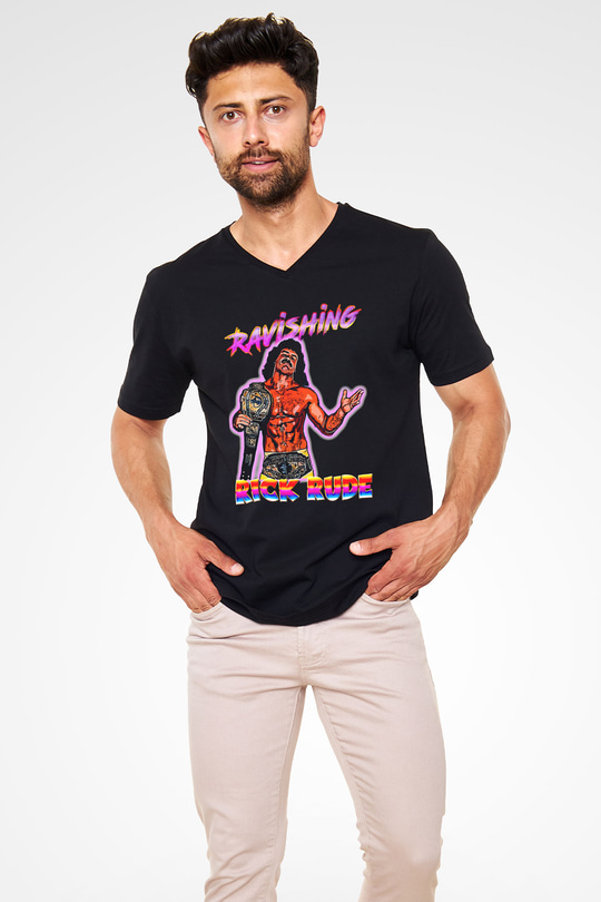 Rick Rude Siyah Unisex  V Yaka Tişört
