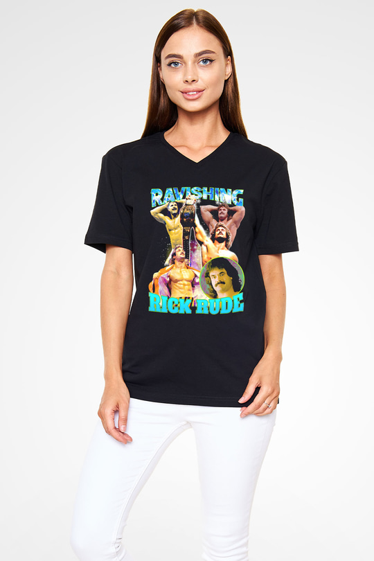 Rick Rude Siyah Unisex  V Yaka Tişört