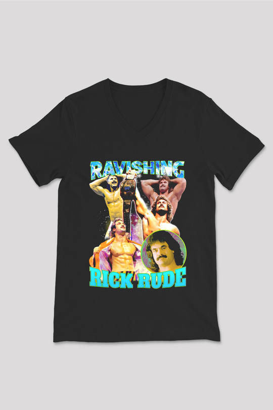 Rick Rude Siyah Unisex  V Yaka Tişört