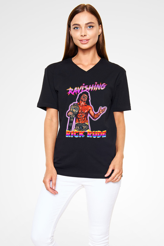 Rick Rude Siyah Unisex  V Yaka Tişört