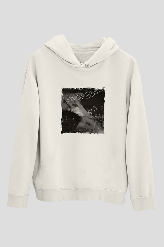 Rihanna Baskılı Unisex Beyaz Kapüşonlu Sweatshirt