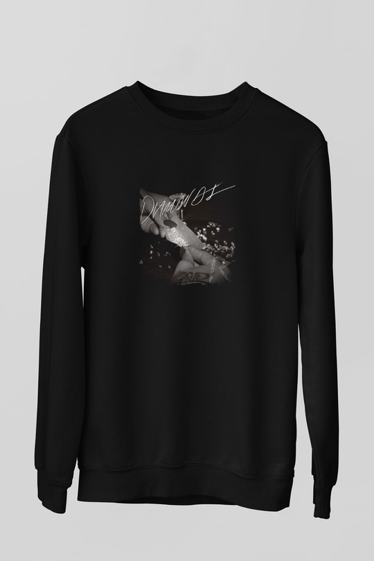 Rihanna Baskılı Unisex Siyah Sweatshirt