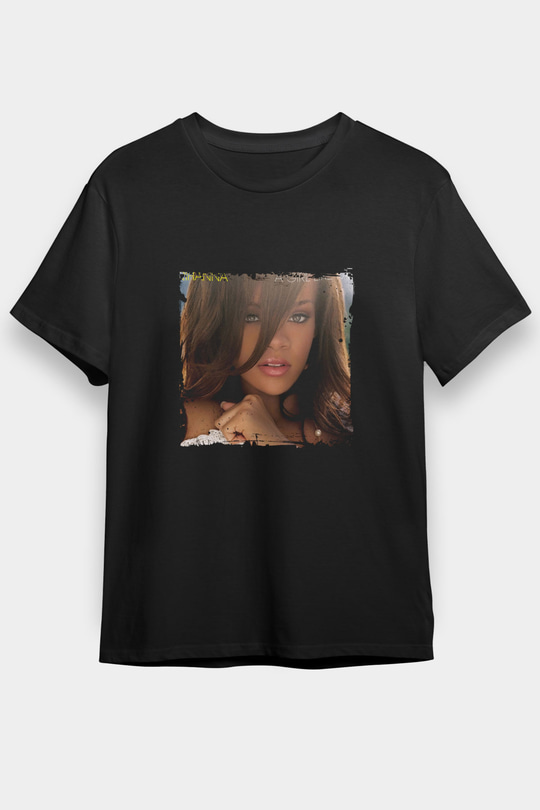 Rihanna Baskılı Unisex Siyah Tişört