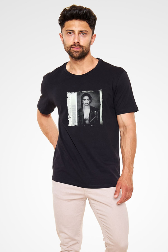Rihanna Baskılı Unisex Siyah Tişört