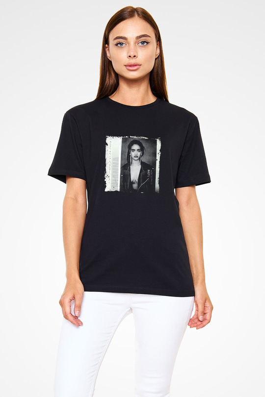 Rihanna Baskılı Unisex Siyah Tişört