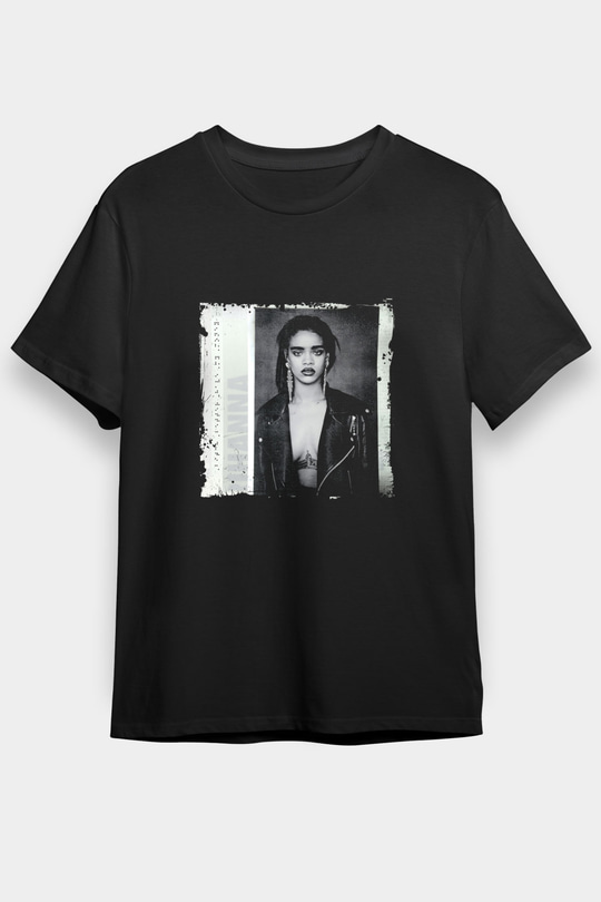 Rihanna Baskılı Unisex Siyah Tişört