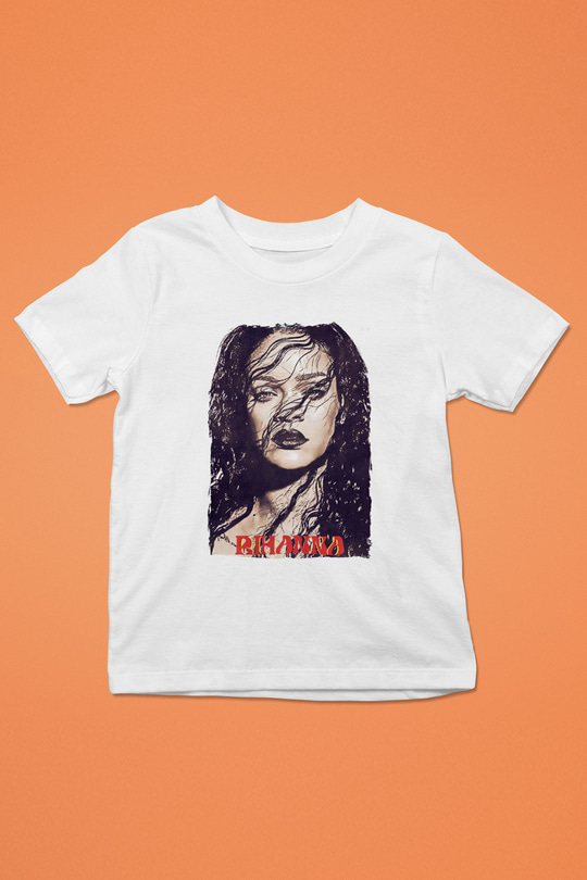 Rihanna Beyaz Unisex Çocuk Tişört