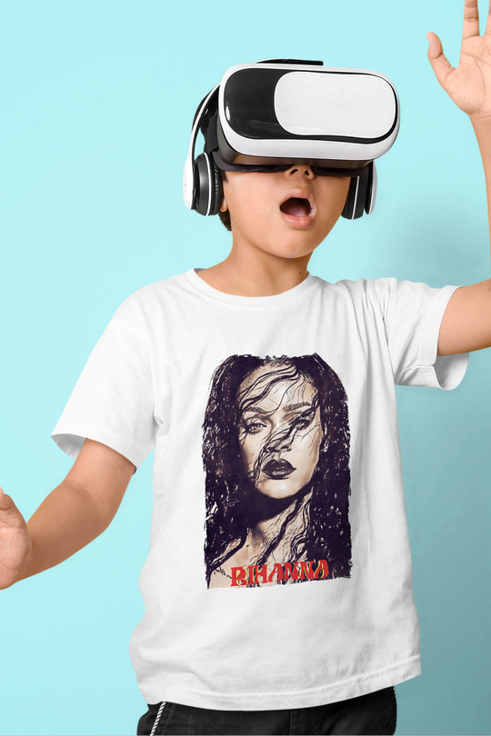 Rihanna Beyaz Unisex Çocuk Tişört