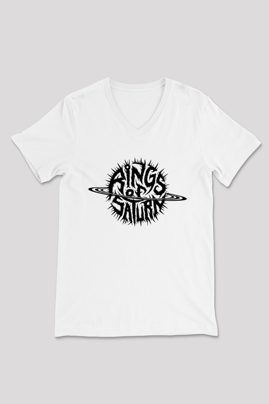 Rings of Saturn Beyaz Unisex V Yaka Tişört T-Shirt