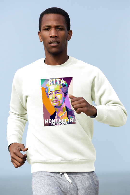 Rita Levi Montalcini Baskılı Unisex Ekru Sweatshirt