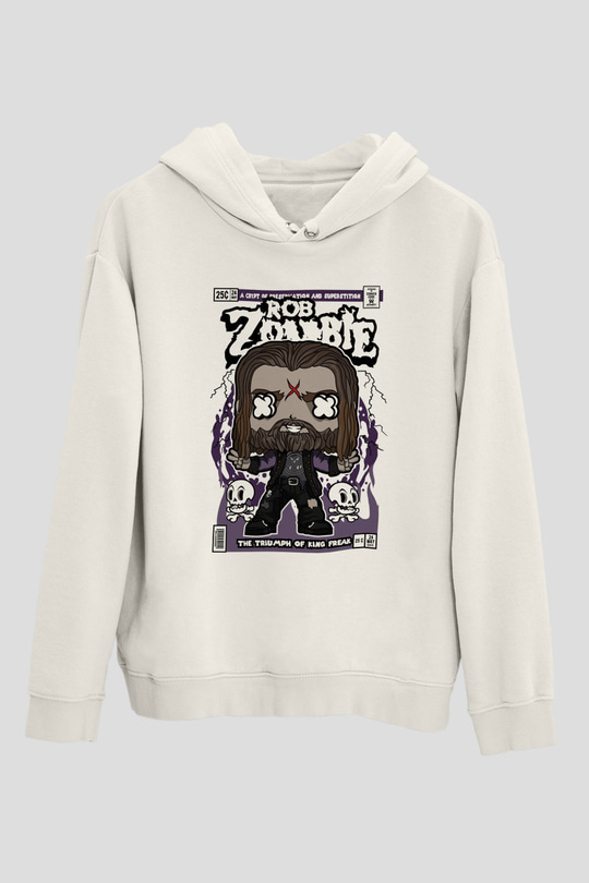 Rob Zombie Baskılı Unisex Beyaz Hoodie