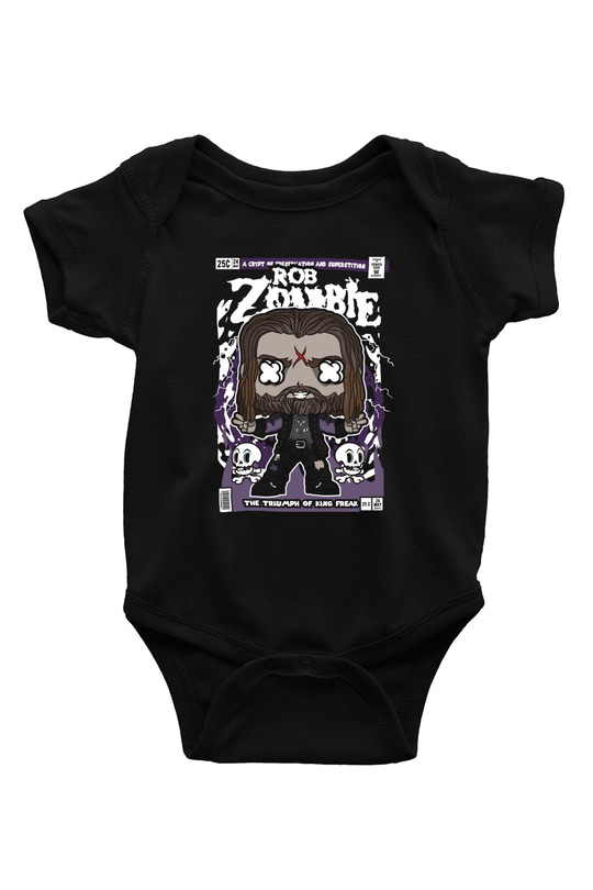Rob Zombie Baskılı Unisex Siyah Bebek Body - Zıbın