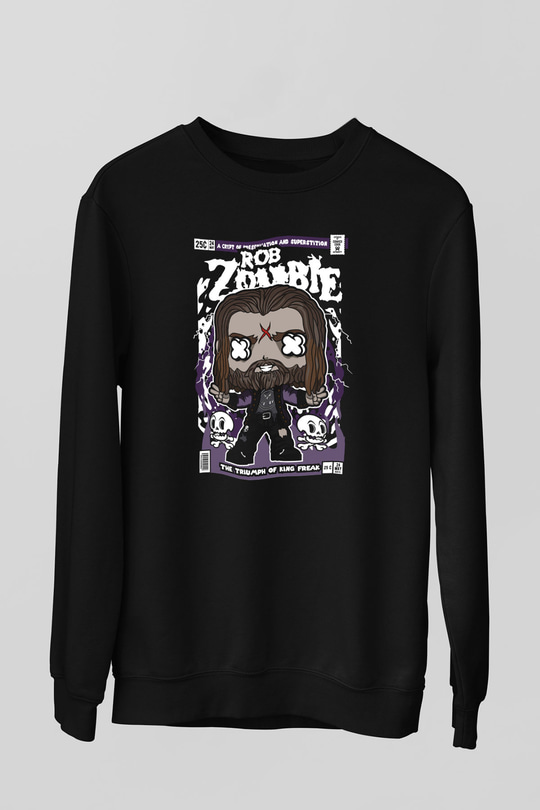 Rob Zombie Baskılı Unisex Siyah Sweatshirt