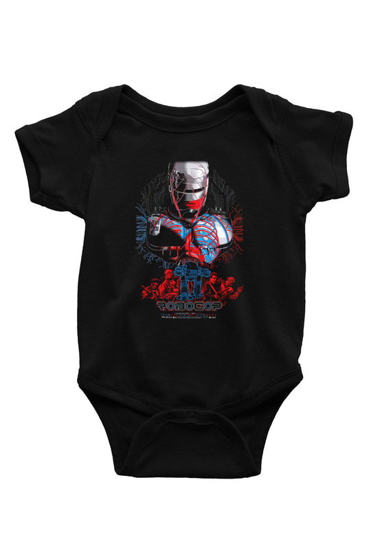 RoboCop Baskılı Siyah Bebek Body - Zıbın