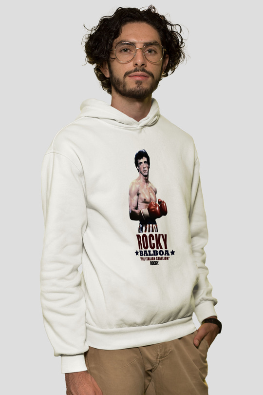 Rocky Beyaz Unisex Hoodie