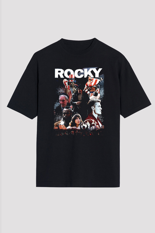 Rocky Siyah Unisex Oversize Tişört T-Shirt