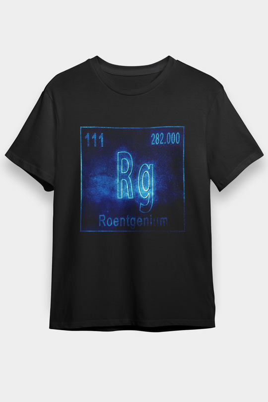 Röntgenyum Atom Numarası Baskılı Unisex Siyah Tişört