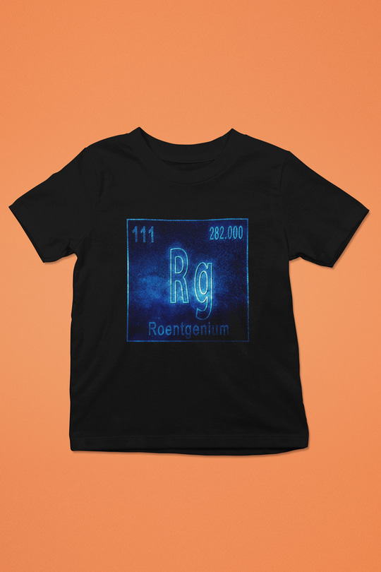Röntgenyum Atom Numarası Baskılı Unisex Siyah Çocuk Tişört