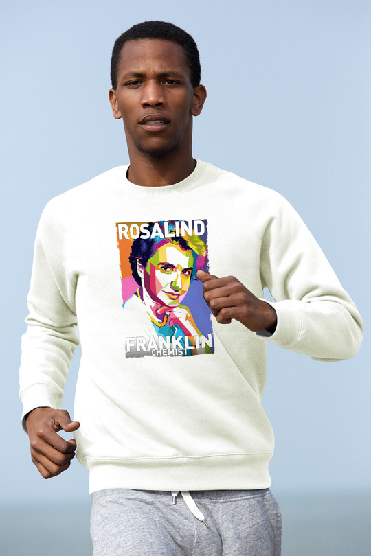 Rosalind Franklin Baskılı Unisex Ekru Sweatshirt