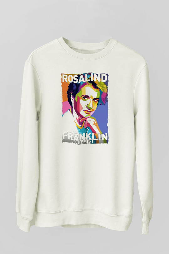 Rosalind Franklin Baskılı Unisex Ekru Sweatshirt