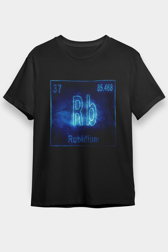 Rubidyum Elementi Baskılı Unisex Siyah Tişört