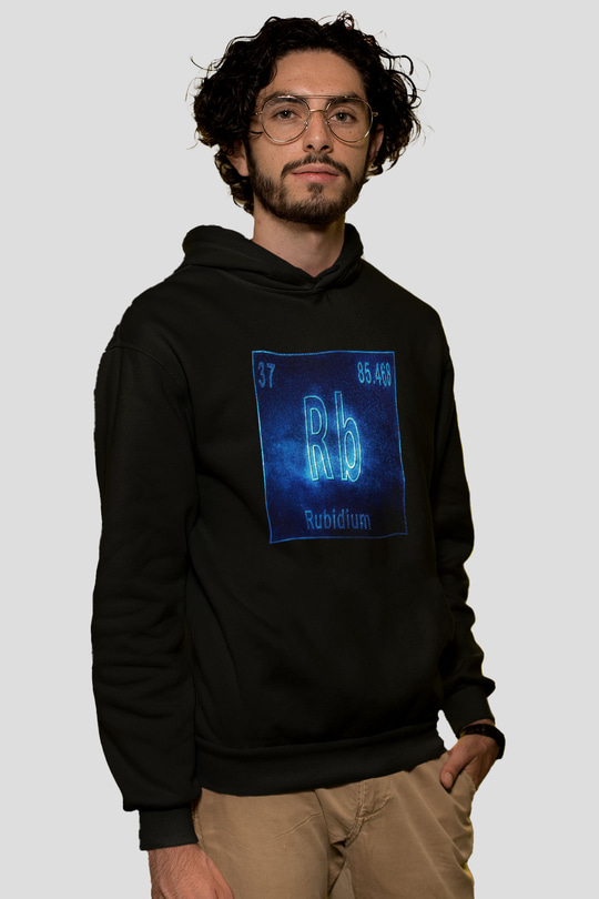 Rubidyum Elementi Baskılı Unisex Siyah Hoodie