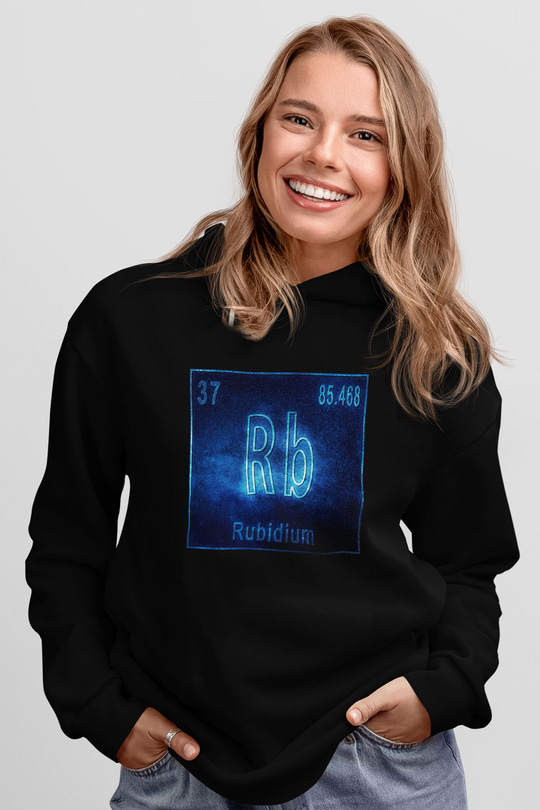 Rubidyum Elementi Baskılı Unisex Siyah Hoodie