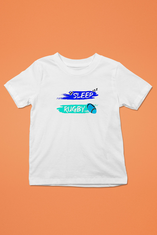 Rugby Baskılı Unisex Beyaz Çocuk Tişört - Tshirt