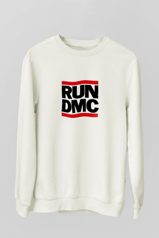 Run DMC Baskılı Unisex Beyaz Sweatshirt