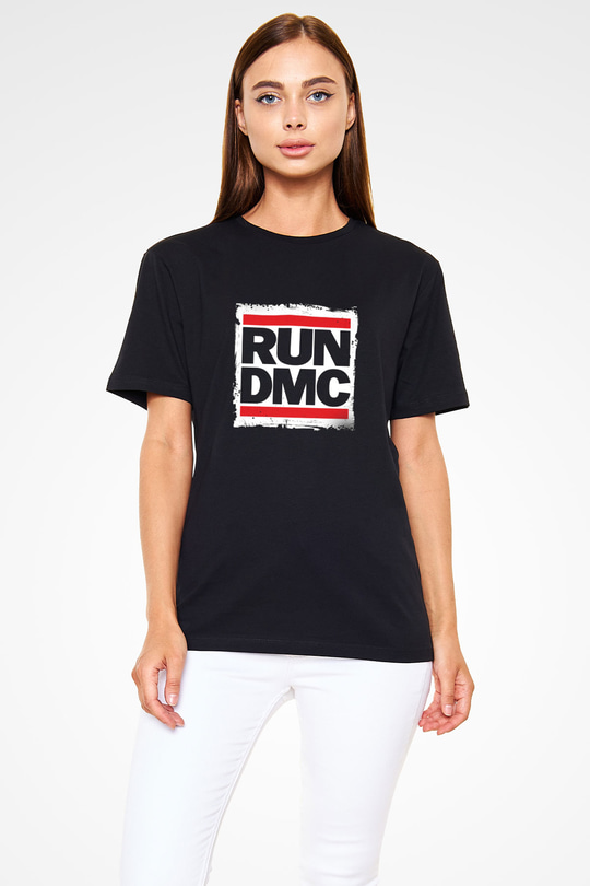 Run DMC Baskılı Unisex Siyah Tişört