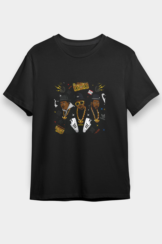 Run DMC Baskılı Unisex Siyah Tişört