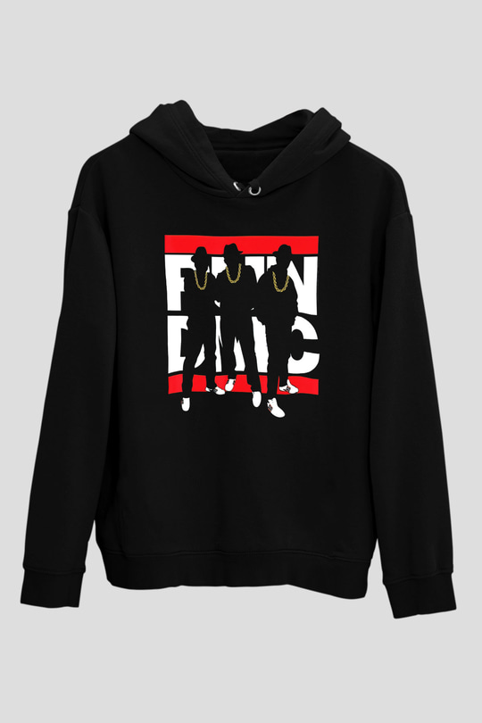 Run DMC Siyah Unisex Kapüşonlu Sweatshirt