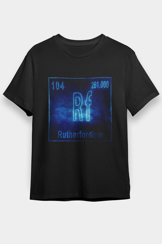 Rutherfordyum Atom Numarası Baskılı Unisex Siyah Tişört