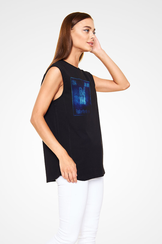 Rutherfordyum Atom Numarası Baskılı Unisex Siyah Kolsuz Tişört
