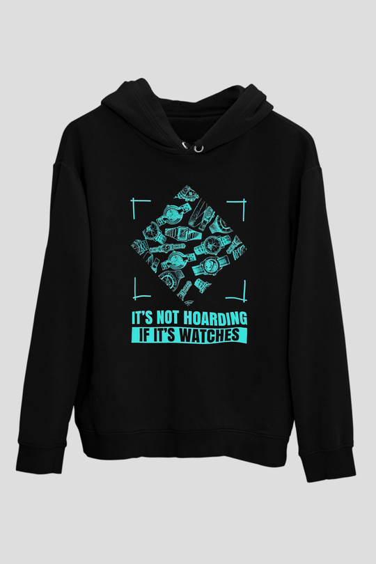 Saatçi Siyah Unisex Kapüşonlu Sweatshirt