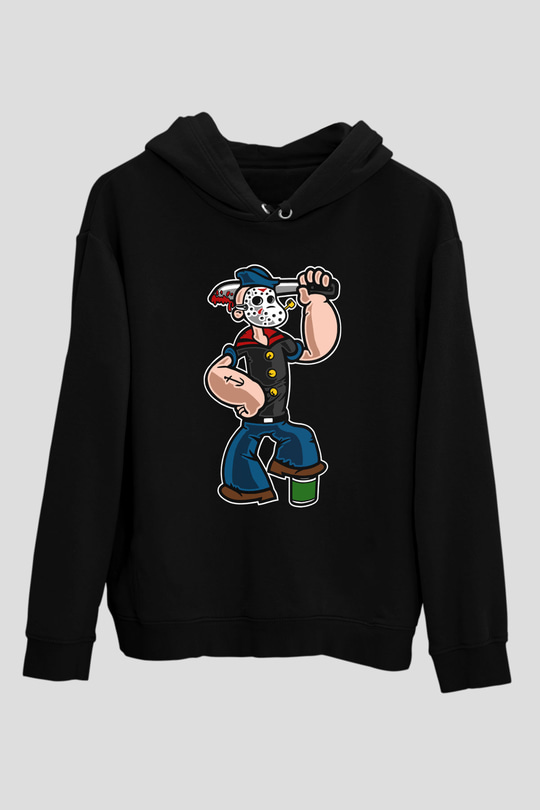 Sailor Mass Murderer Temel Reis Baskılı Siyah Unisex Hoodie